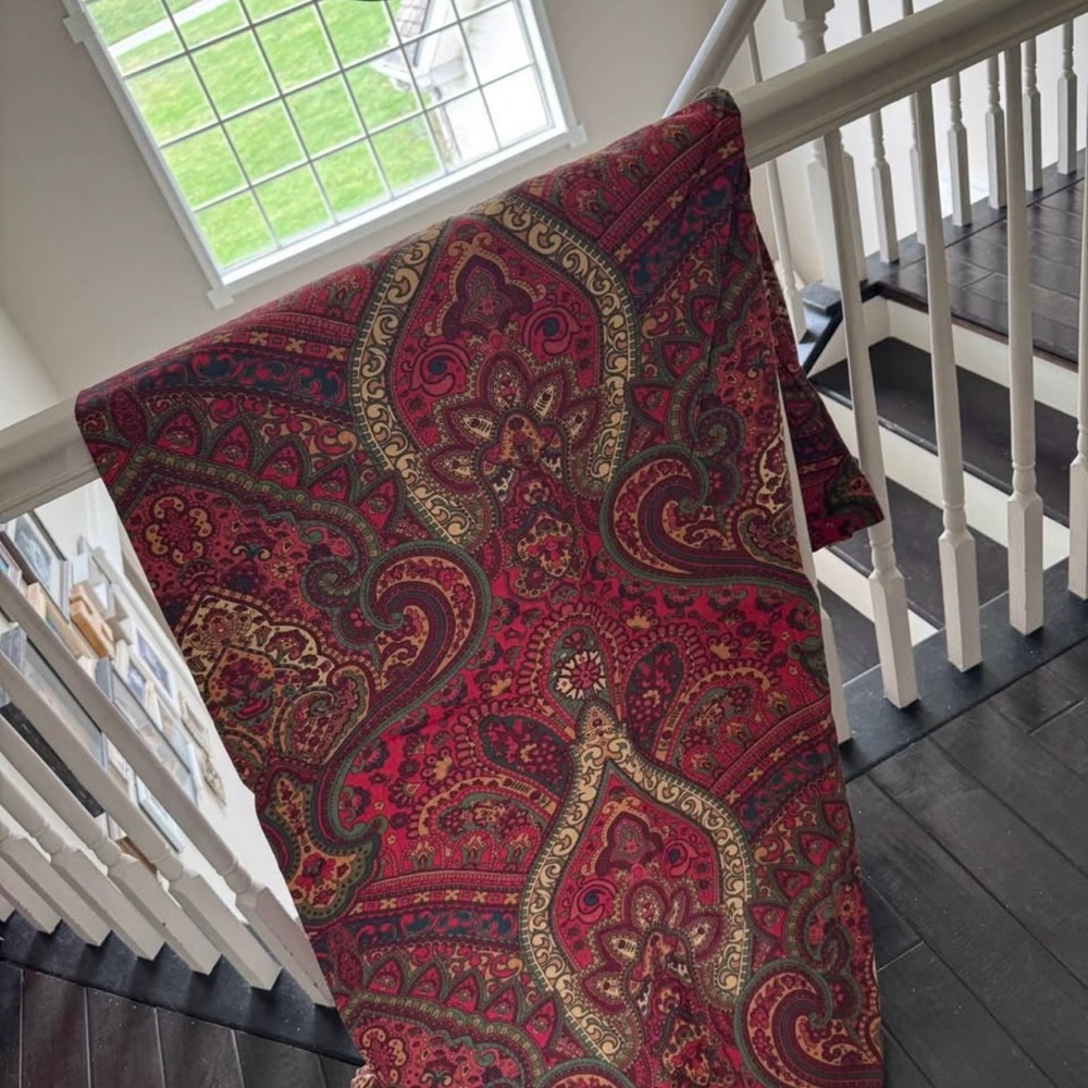 Pottery Barn Mira Paisley Red and Gold Drapes 50 x 96